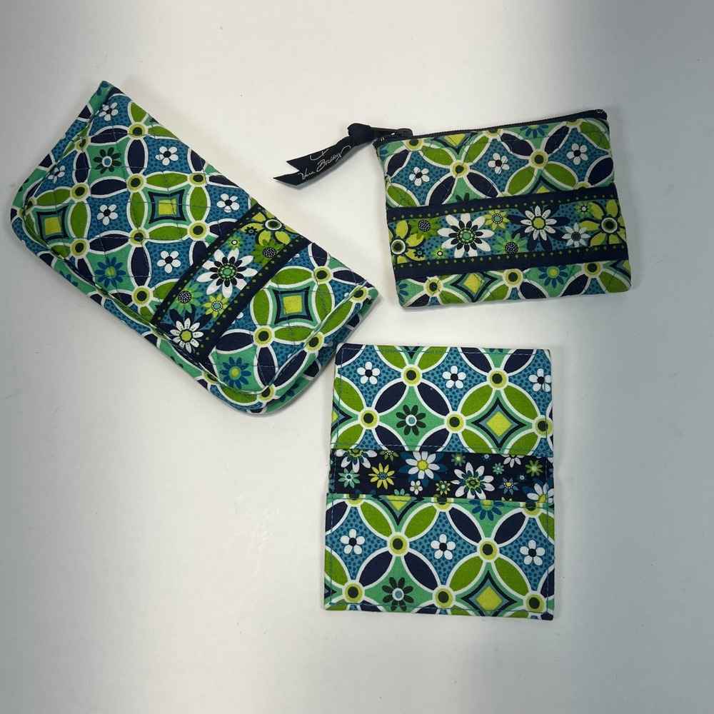Vera Bradley 3pc Set  Daisy Daisy" Pattern Eyeglass Case Coin Purse Card‎ Holder